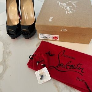 Christian Louboutin Lady Peep Patent Black Size 38.5